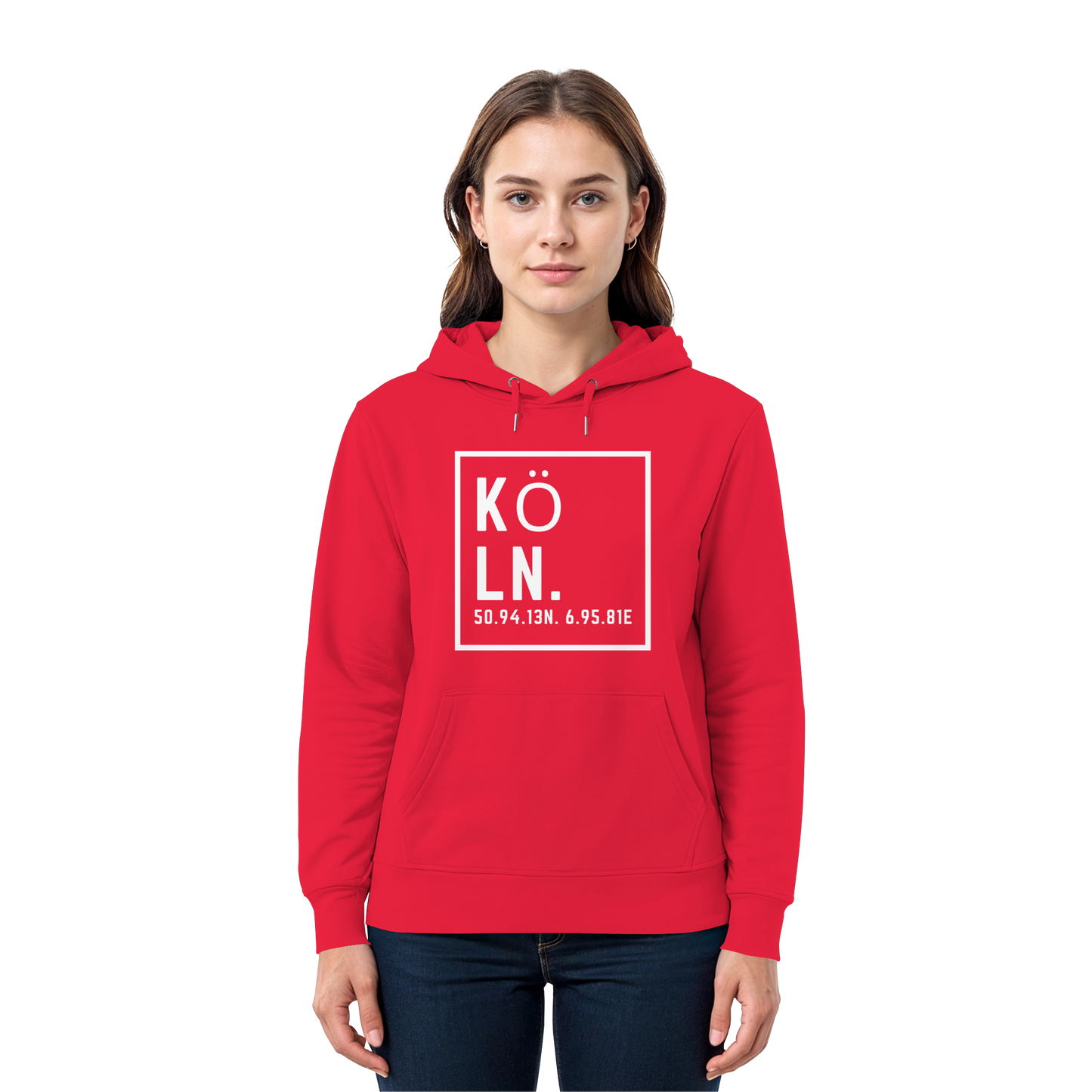 Köln Koordinaten (großer Druck auf der Brust) - Premium Unisex Hoodie