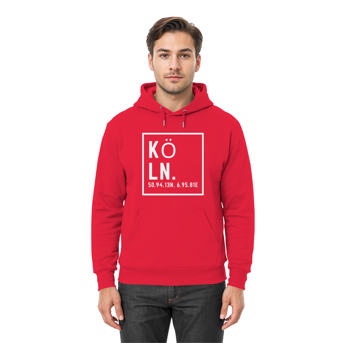 Köln Koordinaten (großer Druck auf der Brust) - Premium Unisex Hoodie