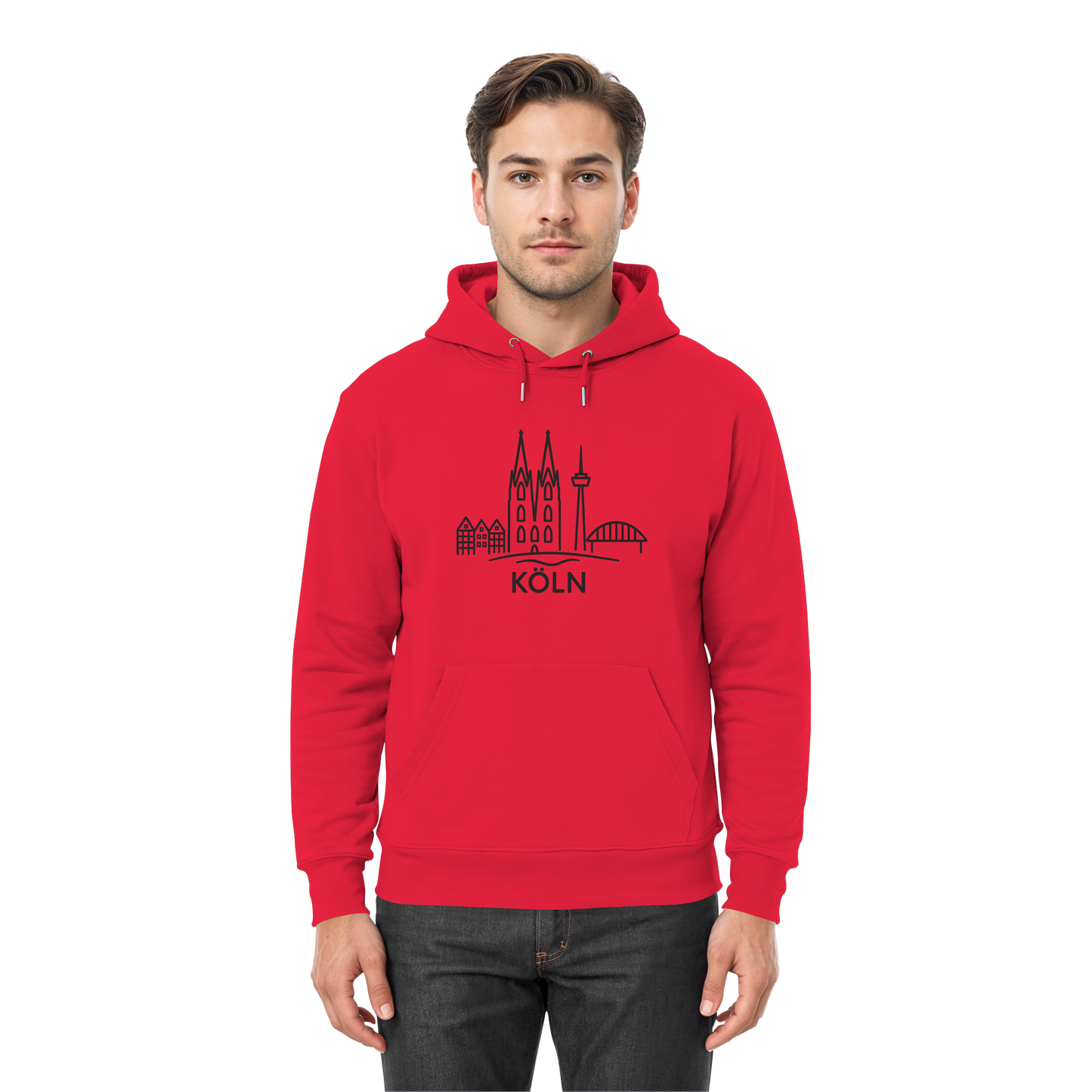 Köln Skyline (großer Druck auf der Brust) - Premium Unisex Hoodie
