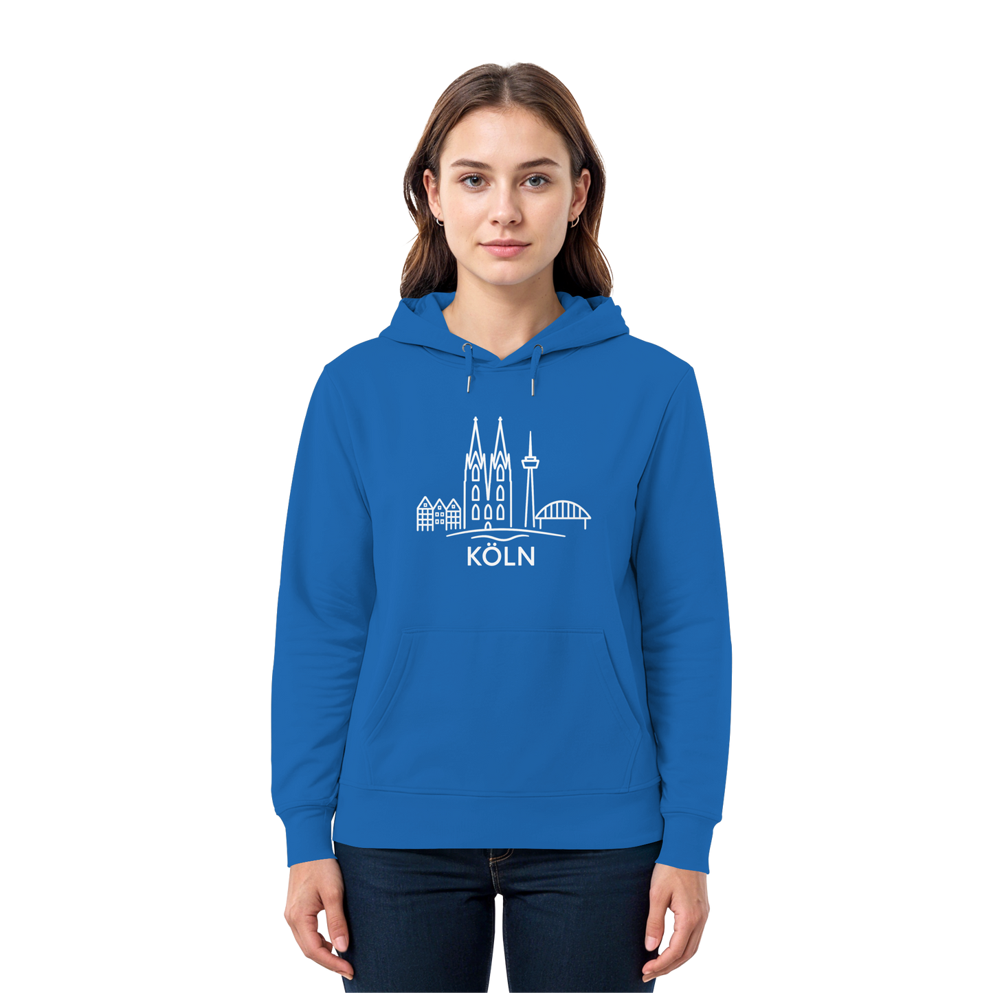 Köln Skyline (großer Druck auf der Brust) - Premium Unisex Hoodie