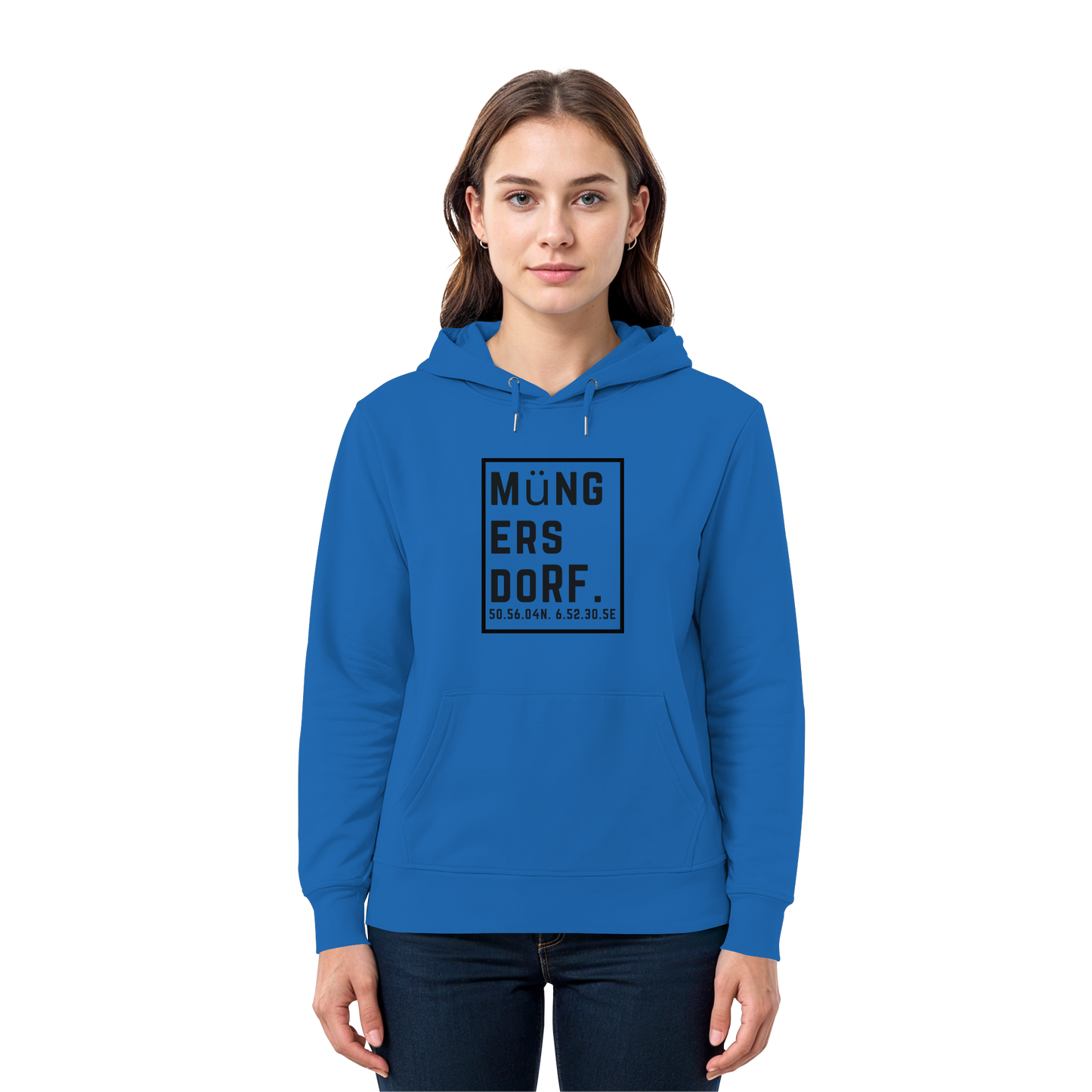 Müngersdorf Koordinaten (großer Druck auf der Brust) - Premium Unisex Hoodie