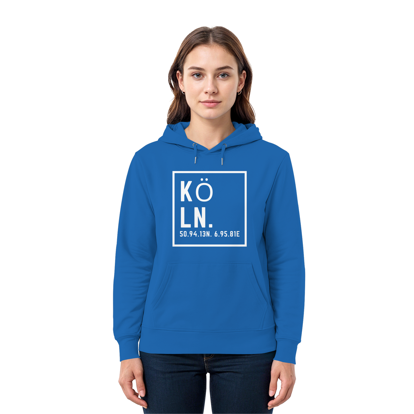 Köln Koordinaten (großer Druck auf der Brust) - Premium Unisex Hoodie