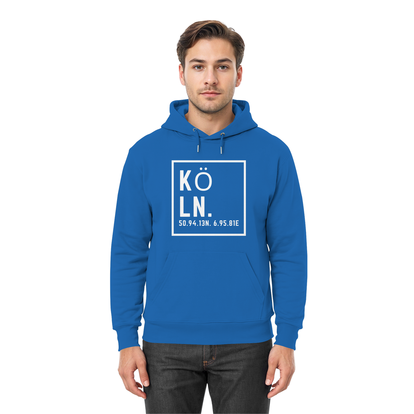 Köln Koordinaten (großer Druck auf der Brust) - Premium Unisex Hoodie