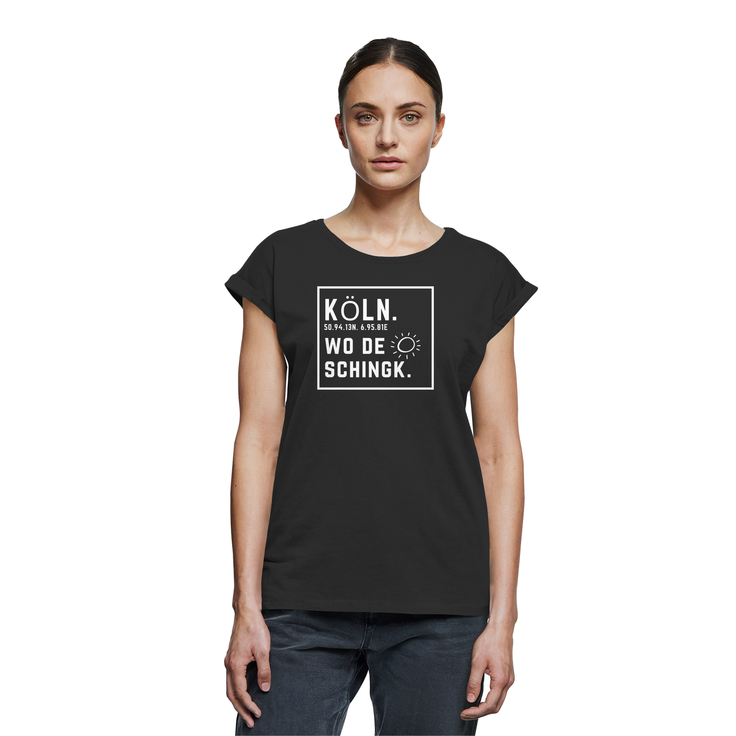 Wo de Sonn schingk - Köln Druck - Womens Extended Shoulder T-Shirt