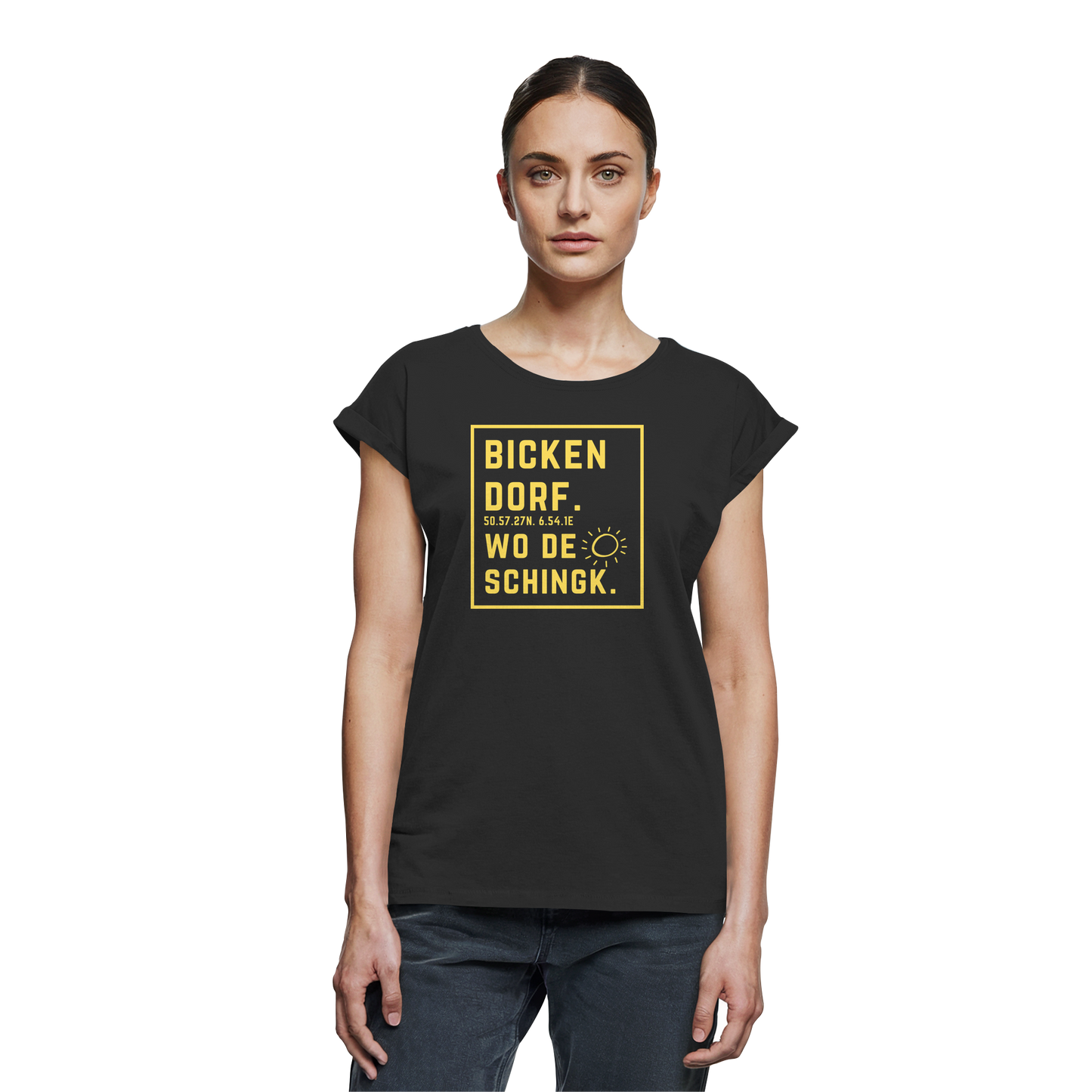 Wo de Sonn schingk - Bickendorf Druck - Womens Extended Shoulder T-Shirt