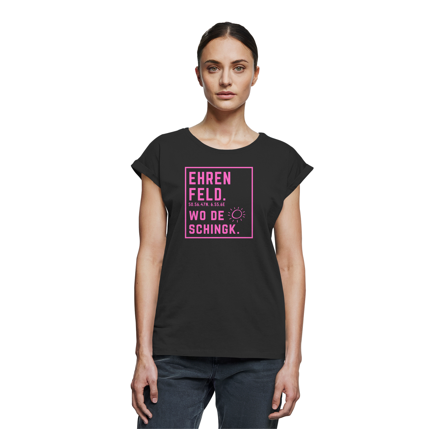 Wo de Sonn schingk - Ehrenfeld Druck   - Womens Extended Shoulder T-Shirt