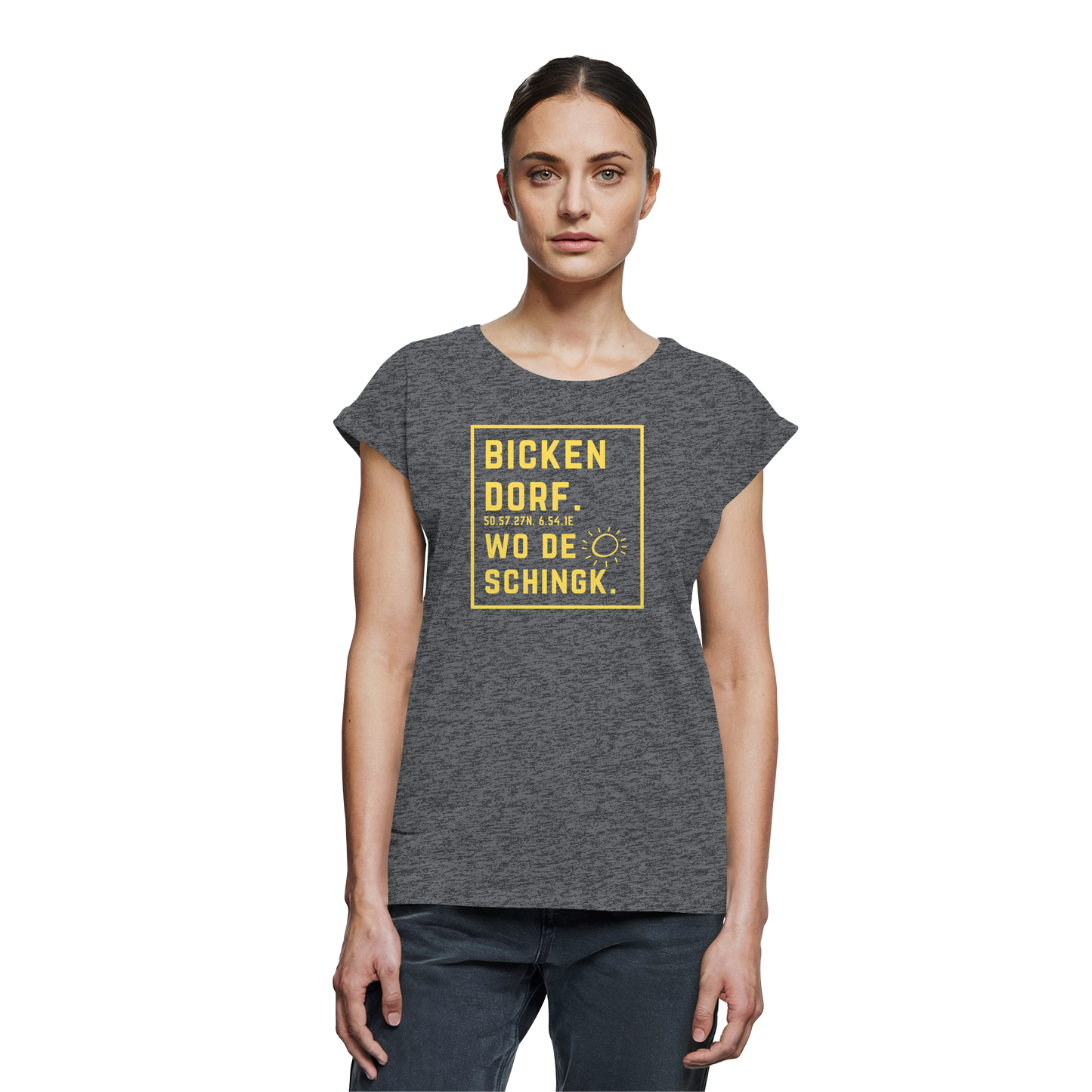 Wo de Sonn schingk - Bickendorf Druck - Womens Extended Shoulder T-Shirt