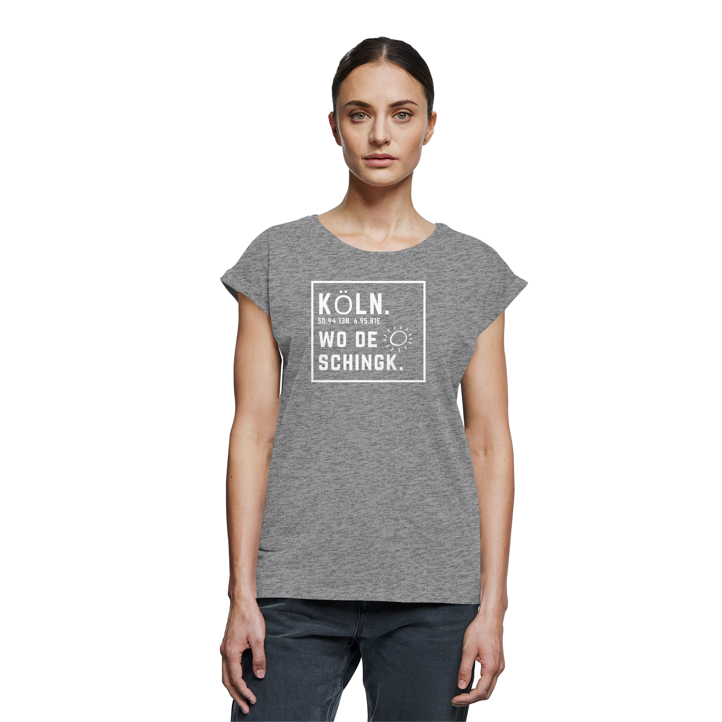 Wo de Sonn schingk - Köln Druck - Womens Extended Shoulder T-Shirt