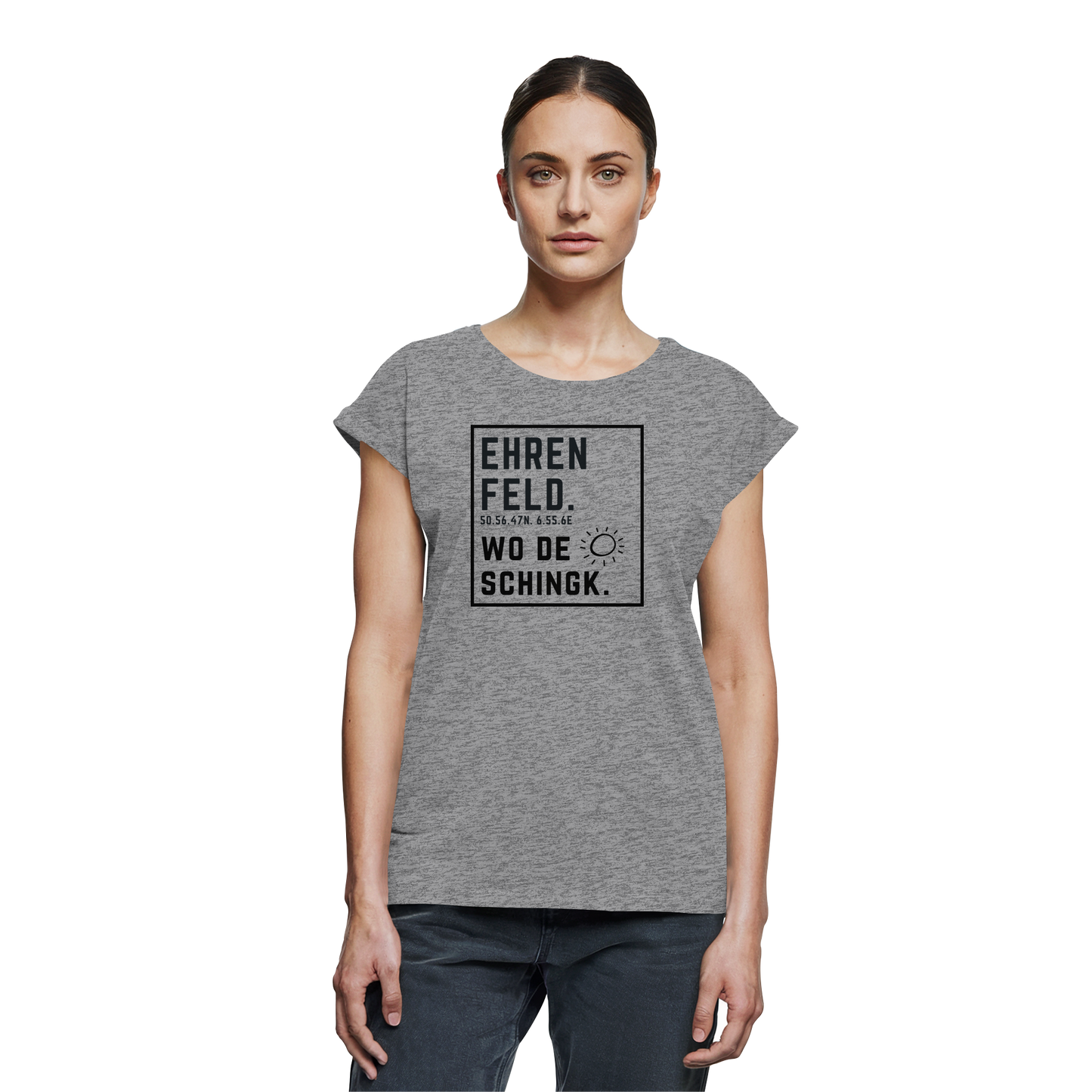 Wo de Sonn schingk - Ehrenfeld Druck  - Womens Extended Shoulder T-Shirt