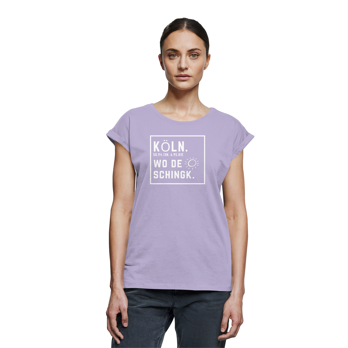 Wo de Sonn schingk - Köln Druck - Womens Extended Shoulder T-Shirt
