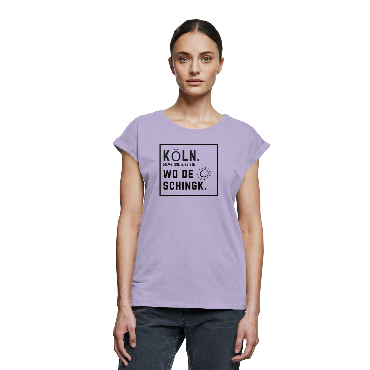 Wo de Sonn schingk - Köln Druck   - Womens Extended Shoulder T-Shirt