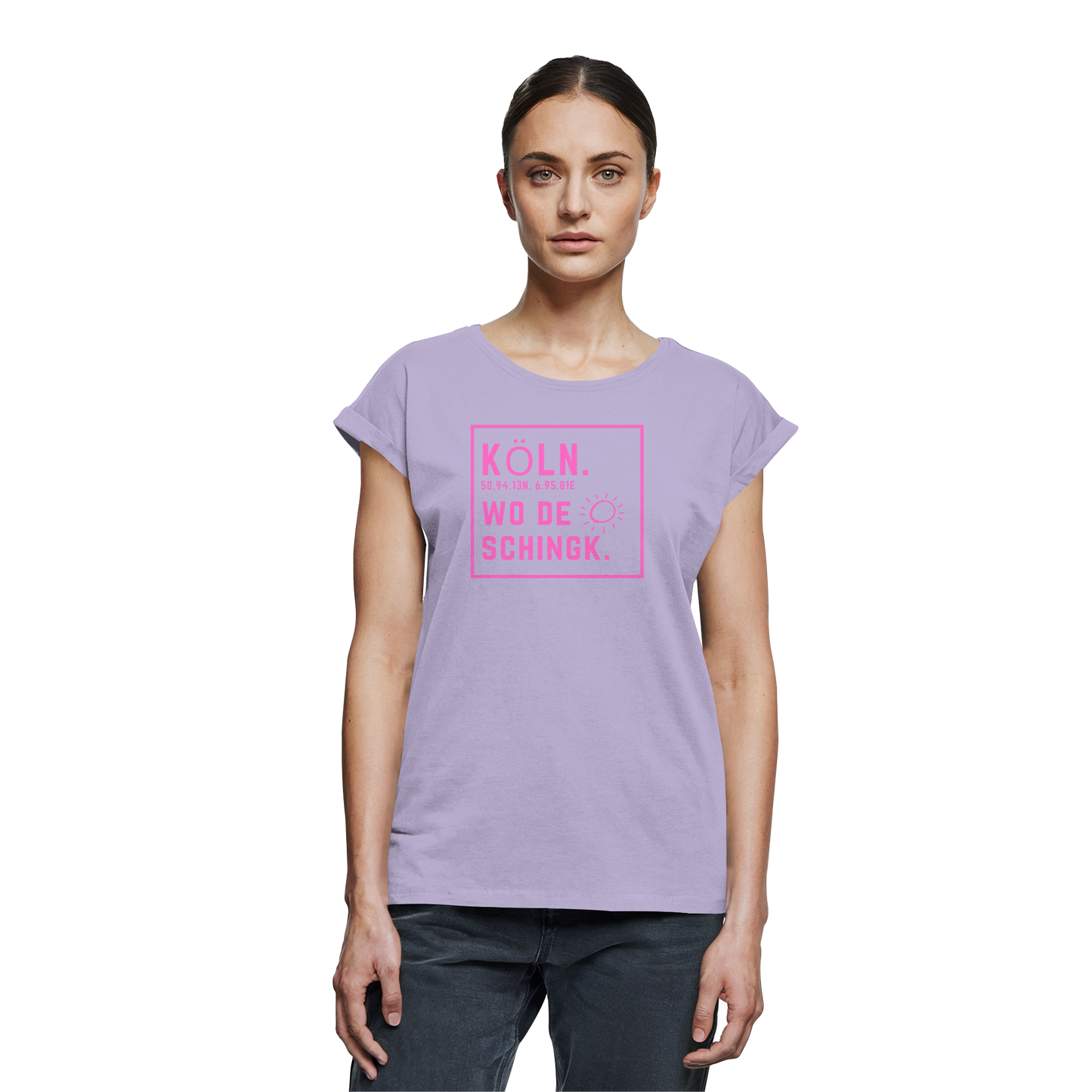 Wo de Sonn schingk - Köln Druck  - Womens Extended Shoulder T-Shirt