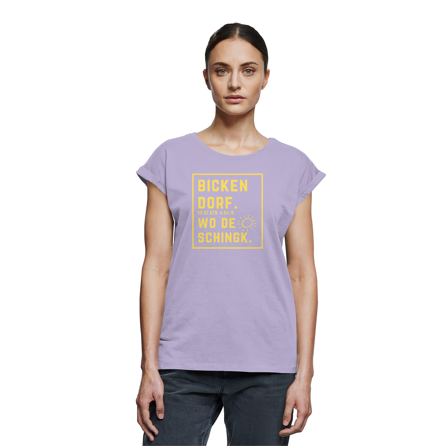 Wo de Sonn schingk - Bickendorf Druck - Womens Extended Shoulder T-Shirt