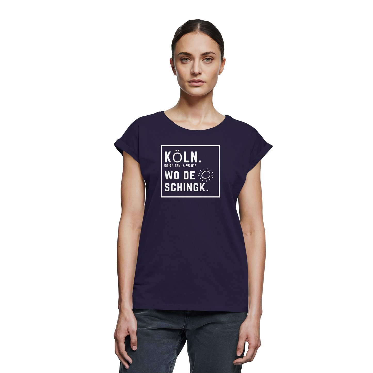 Wo de Sonn schingk - Köln Druck - Womens Extended Shoulder T-Shirt