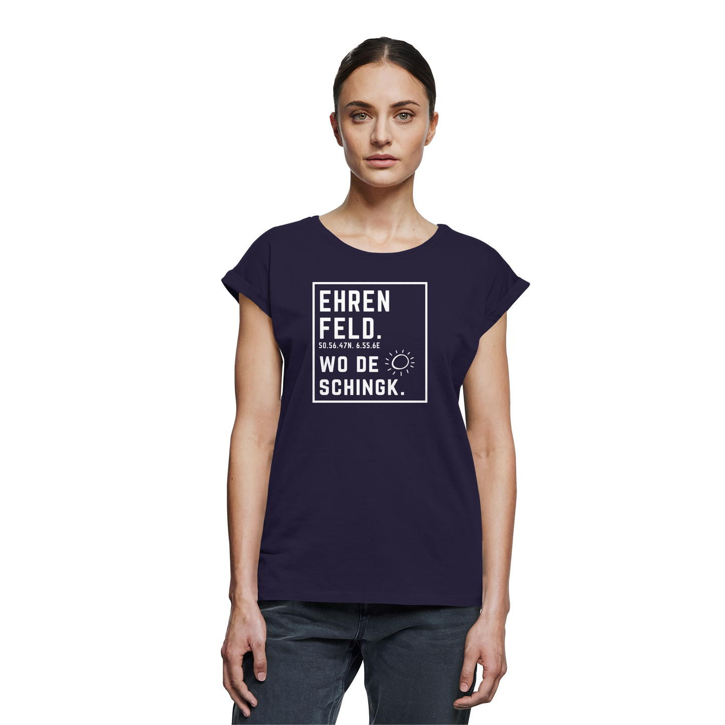 Wo de Sonn schingk - Ehrenfeld Druck - Womens Extended Shoulder T-Shirt