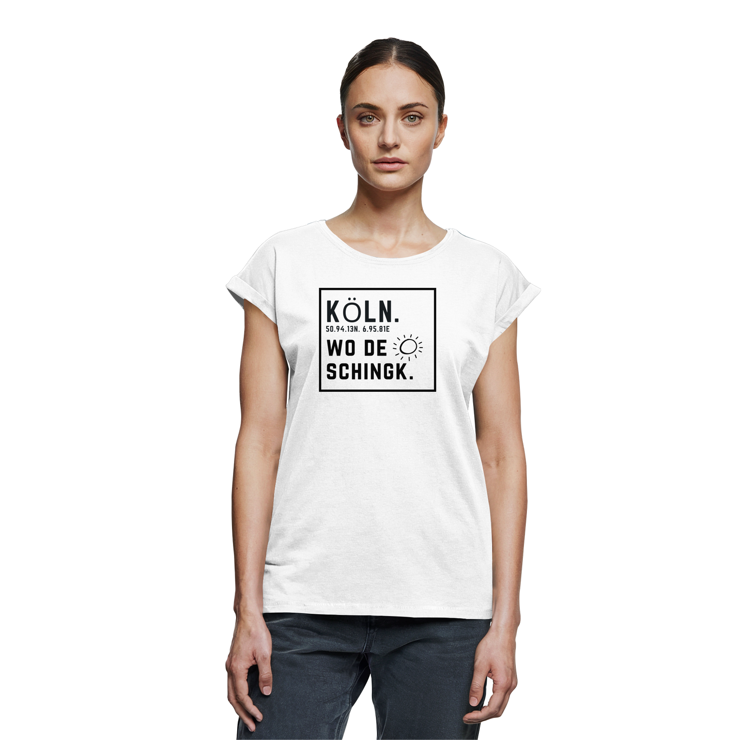 Wo de Sonn schingk - Köln Druck   - Womens Extended Shoulder T-Shirt