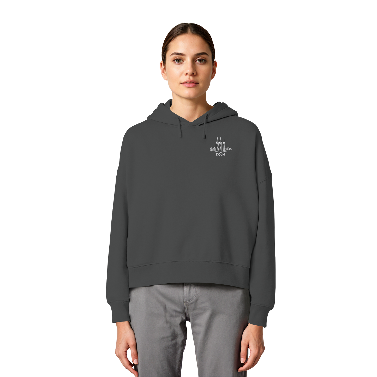 Köln Skyline Stick - Womens Organic Boxcut Hoodie