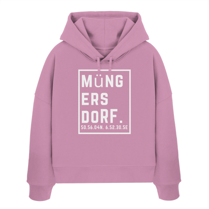 Müngersdorf Koordinaten (großer Druck auf der Brust) - Womens Organic Boxcut Hoodie
