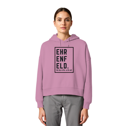 Ehrenfeld Koordinaten (großer Druck auf der Brust) - Womens Organic Boxcut Hoodie