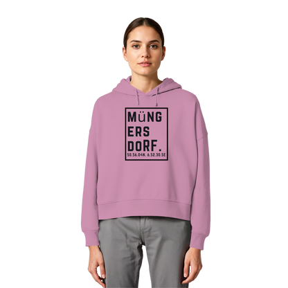 Müngersdorf Koordinaten (großer Druck auf der Brust) - Womens Organic Boxcut Hoodie