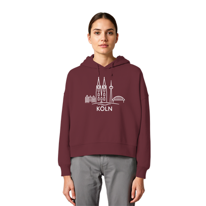 Köln Skyline (großer Druck auf der Brust) - Womens Organic Boxcut Hoodie