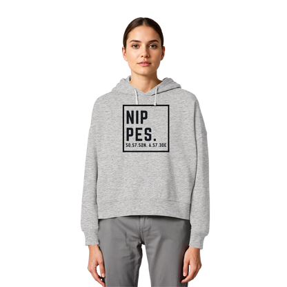 Nippes Koordinaten (großer Druck auf der Brust) - Womens Organic Boxcut Hoodie