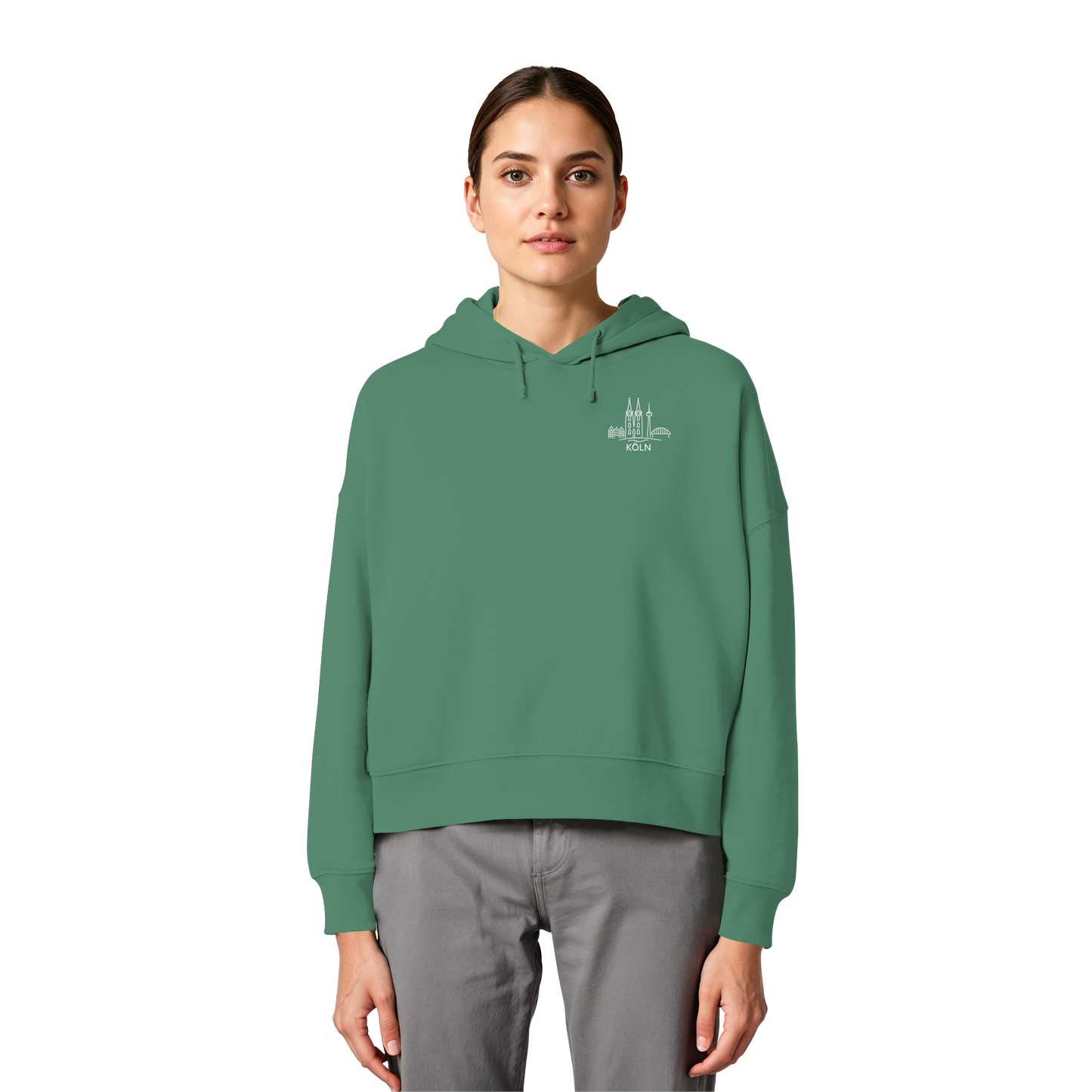 Köln Skyline Stick - Womens Organic Boxcut Hoodie