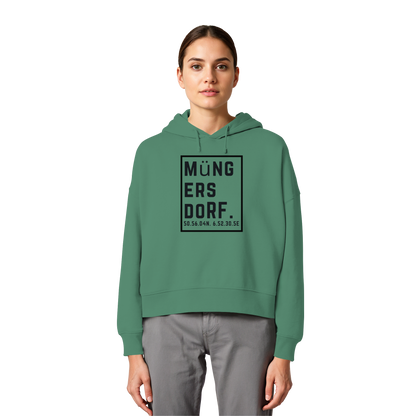 Müngersdorf Koordinaten (großer Druck auf der Brust) - Womens Organic Boxcut Hoodie
