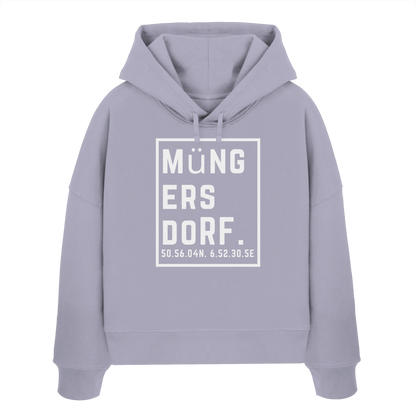 Müngersdorf Koordinaten (großer Druck auf der Brust) - Womens Organic Boxcut Hoodie