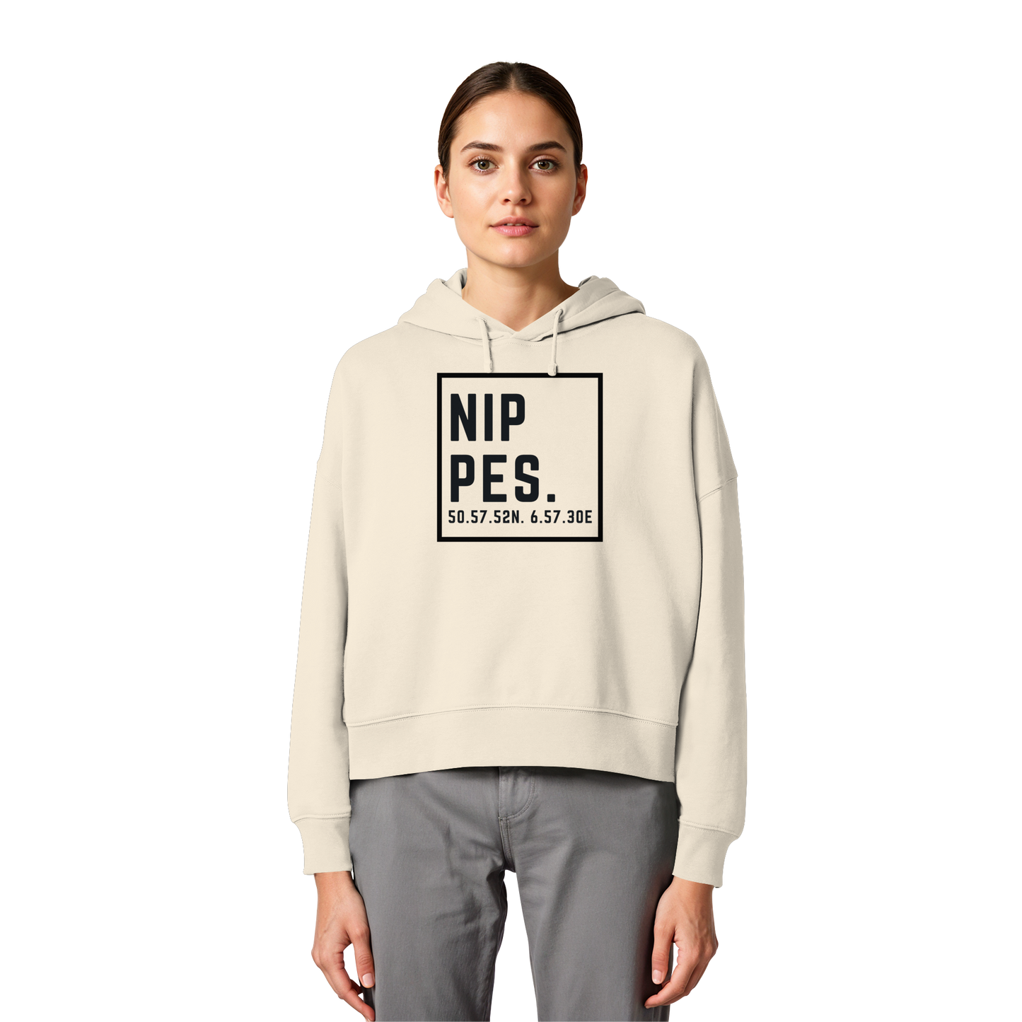 Nippes Koordinaten (großer Druck auf der Brust) - Womens Organic Boxcut Hoodie