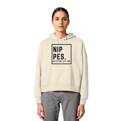 Nippes Koordinaten (großer Druck auf der Brust) - Womens Organic Boxcut Hoodie