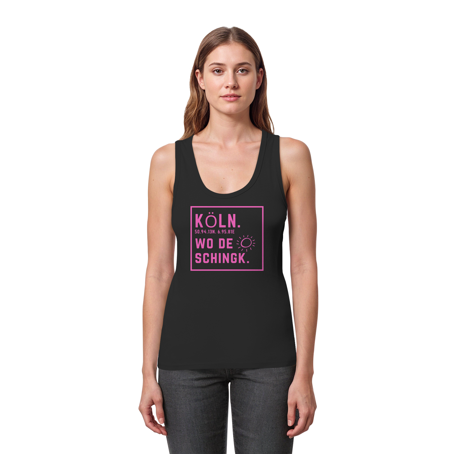 Wo de Sonn schingk - Köln Druck  - Womens Organic Fitted Tank Top