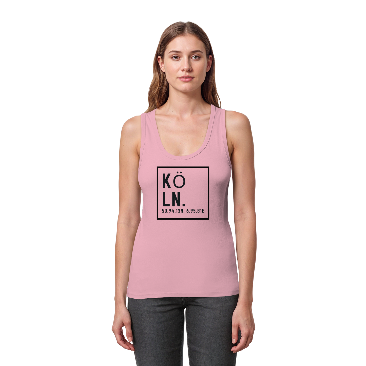Köln Koordinaten (großer Druck auf der Brust) - Womens Organic Fitted Tank Top