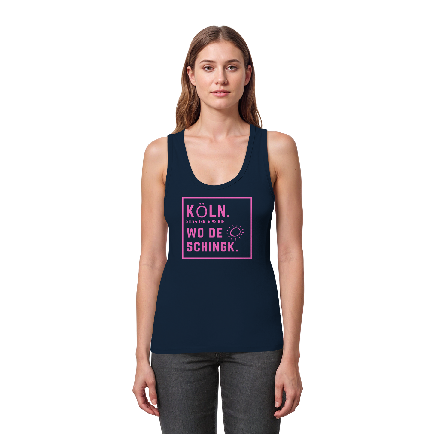 Wo de Sonn schingk - Köln Druck  - Womens Organic Fitted Tank Top