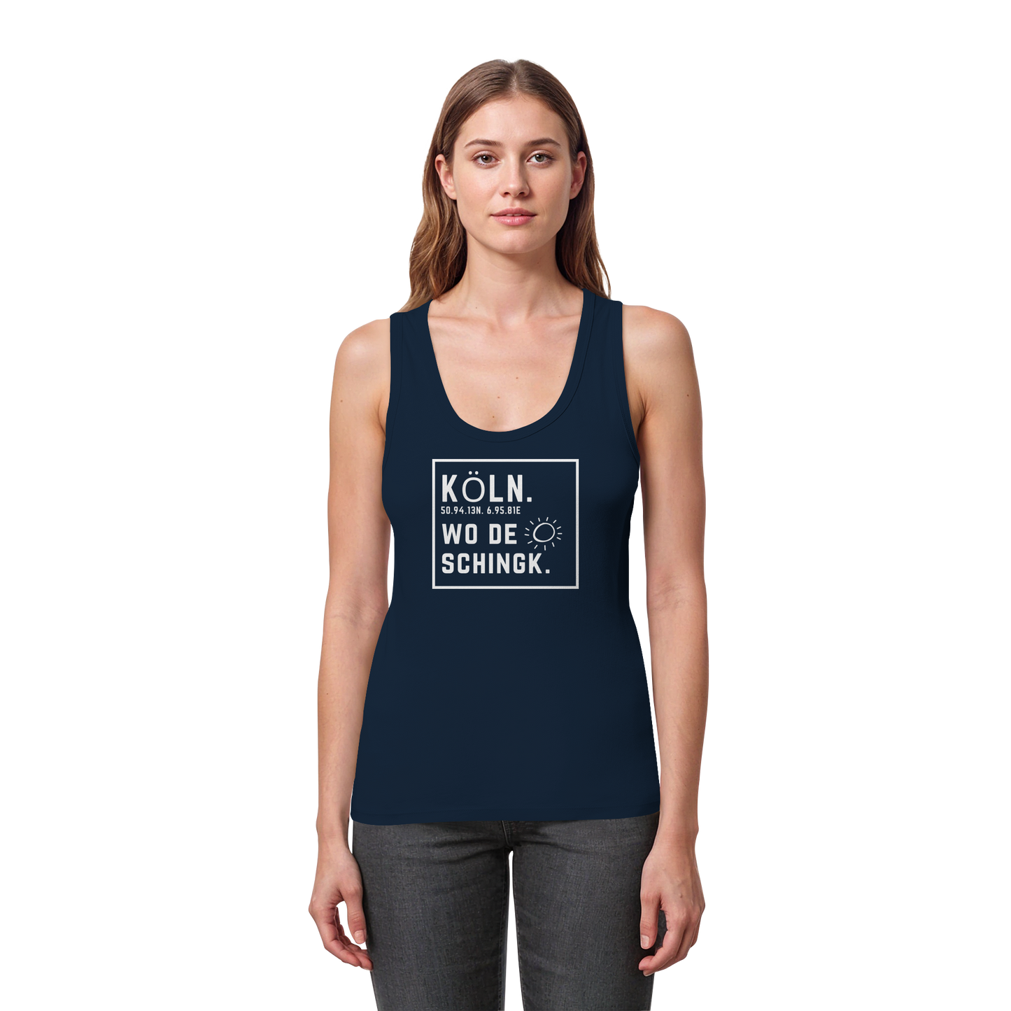 Wo de Sonn schingk - Köln Druck - Womens Organic Fitted Tank Top