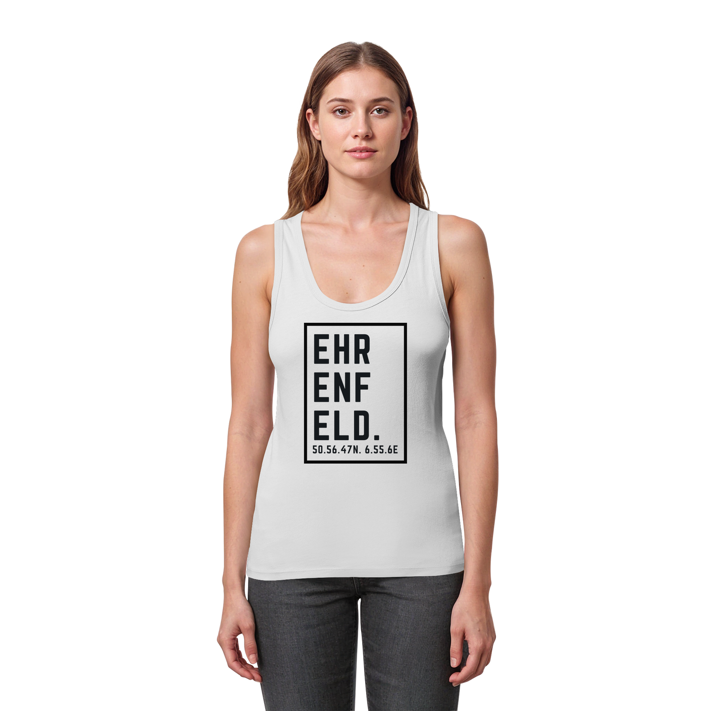 Ehrenfeld Koordinaten (großer Druck auf der Brust) - Womens Organic Fitted Tank Top